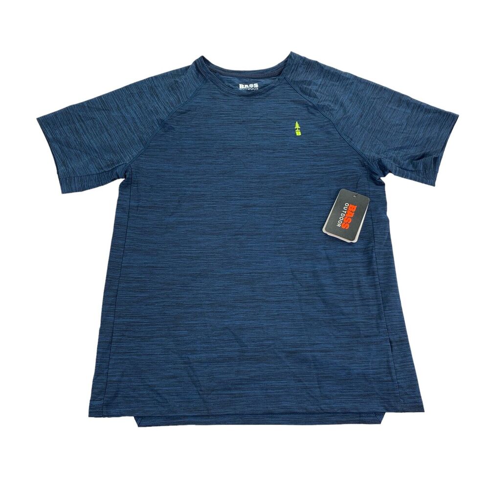 Bass Outdoor Mens Path Performance Logo Short Sleeve T-Shirt Navy Ensign Blue M